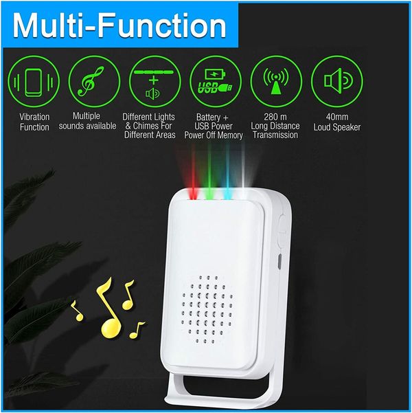 Motion Sensor Doorbell for Business Store Entry Alert Welcome Buzzer Monitor Alarm (2 Sensor and 1 Receiver)