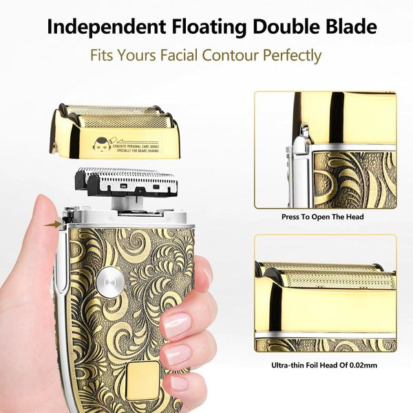 T Blade Hair Trimmers for Family Foil Shaver Trimmer Set Man Professional Cordless Barbers Clippers Set-Bronze