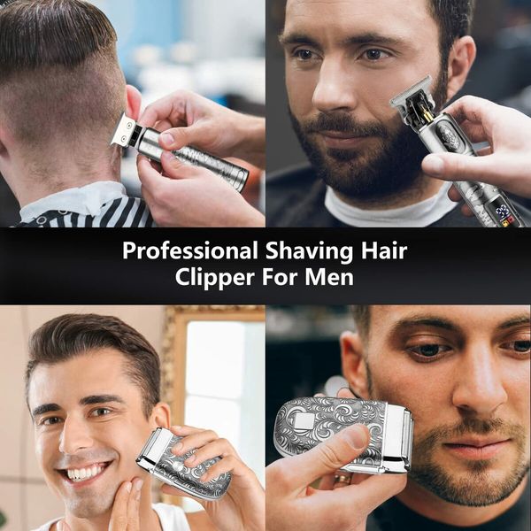 T Blade Hair Trimmers for Family Foil Shaver Trimmer Set Man Professional Cordless Barbers Clippers Set-Silver