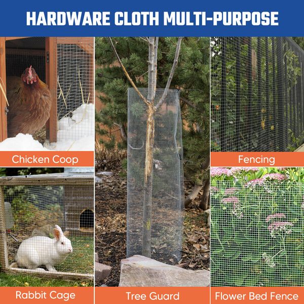 Hardware Cloth Galvanised Welded Wire Mesh Fence Roll Chicken Coop Rabbit Cage Gopher Tree Guard Barrier Enclosure Fencing 15mx1.2m