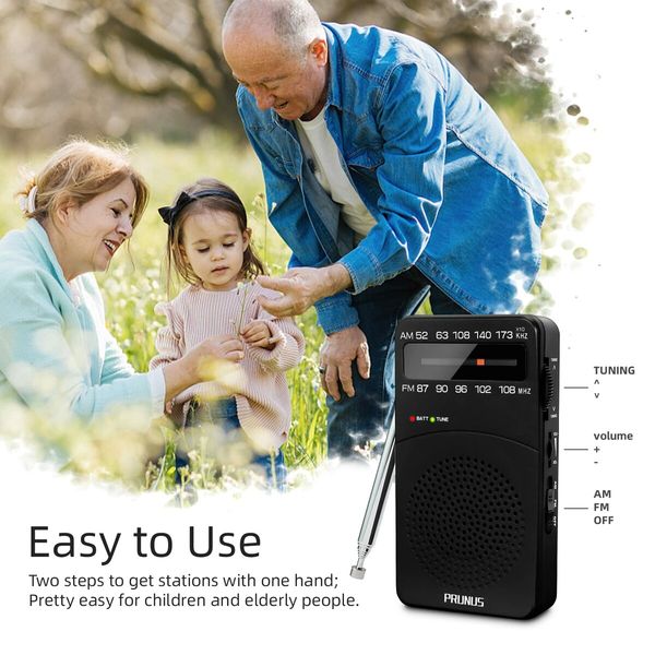 Portable Radio AM FM,Battery Operated Radio with Tuning Light,Back Clip,Excellent Reception for Indoor & Outdoor & Emergency Radio,AM FM Radio Portable,Transistor Radio