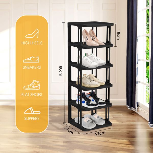 Shoe Storage Rack Shelf Organiser Stand 12 Tier Vertical Plastic Holder Tower Display Unit Sneaker Organizer Stackable