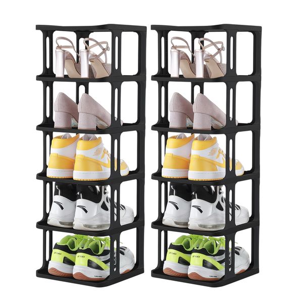 Shoe Storage Rack Shelf Organiser Stand 12 Tier Vertical Plastic Holder Tower Display Unit Sneaker Organizer Stackable