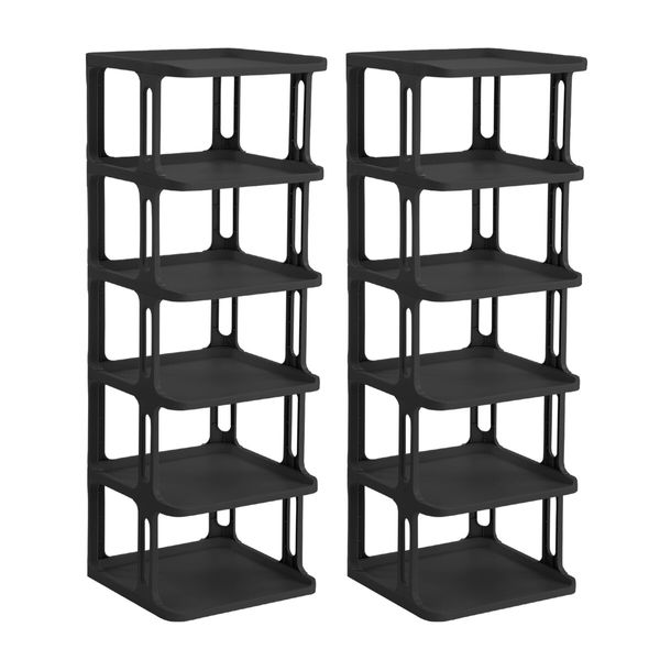 Shoe Storage Rack Shelf Organiser Stand 12 Tier Vertical Plastic Holder Tower Display Unit Sneaker Organizer Stackable