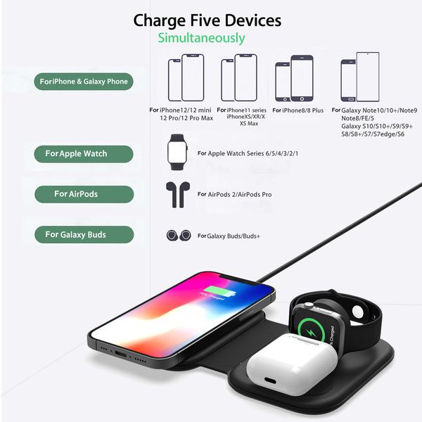 3 In 1 Magnetic Wireless Charger QI 15W Fast Charging Station For IPhone 12 Pro Max Chargers For Apple Watch Airpods