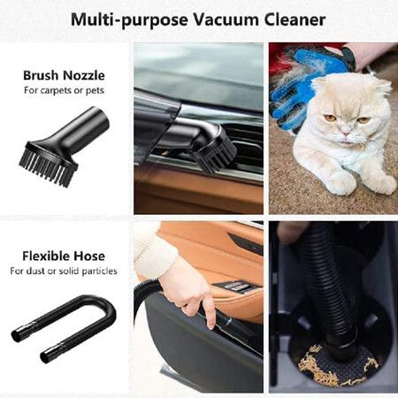 Car Vacuum Cleaner 4 in 1 Multipurpose Portable with Digital Air Compressor Pump, 6000PA, Tire Inflator for Car with LED Flashlight