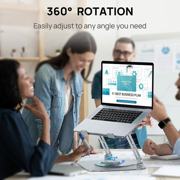 Laptop Stand for Desk, Adjustable Computer Stand with 360 Rotating Base for All 10-16 Inch Laptops