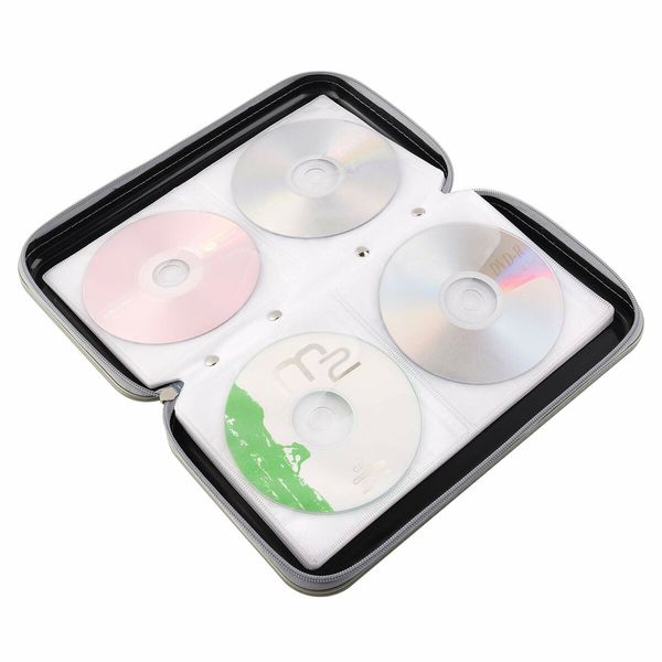 CD Holder,80 Capacity CD/DVD Case Holder Portable Wallet Storage Organizer Hard Plastic Protective Storage Holder for Car Travel(80 Capacity,Black)