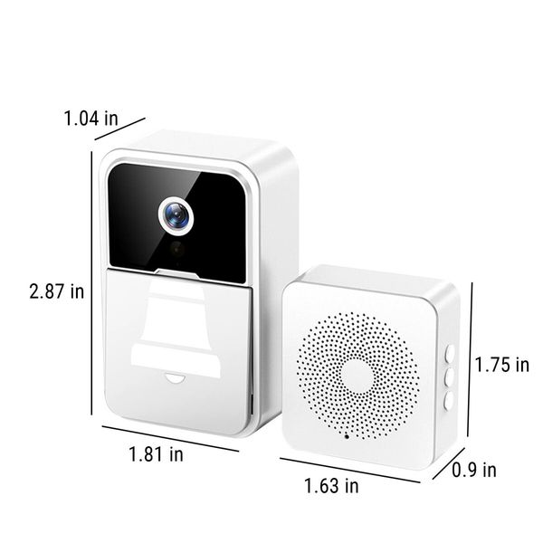 Smart Wireless Remote Video Doorbell Intelligent Visual Doorbell Home Intercom HD Night Vision WiFi Rechargeable Security Door Doorbell Color White