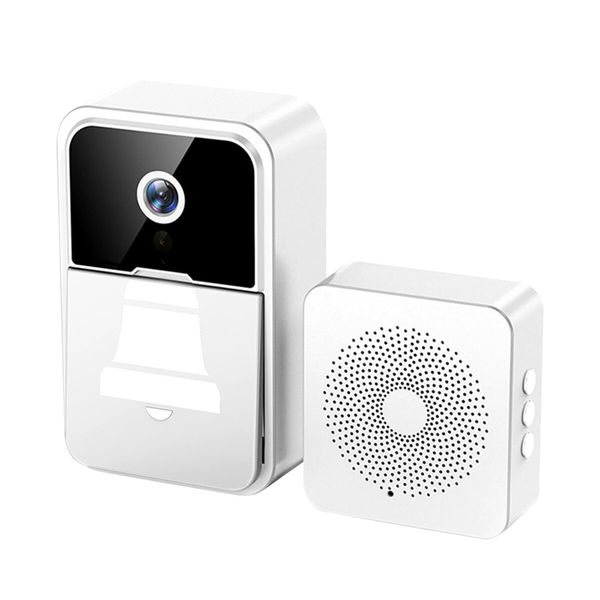 Smart Wireless Remote Video Doorbell Intelligent Visual Doorbell Home Intercom HD Night Vision WiFi Rechargeable Security Door Doorbell Color White