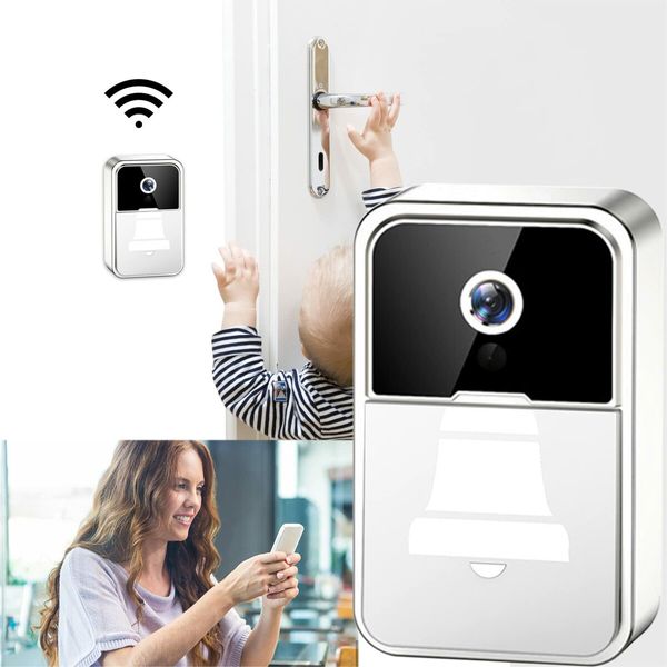 Smart Wireless Remote Video Doorbell Intelligent Visual Doorbell Home Intercom HD Night Vision WiFi Rechargeable Security Door Doorbell Color White