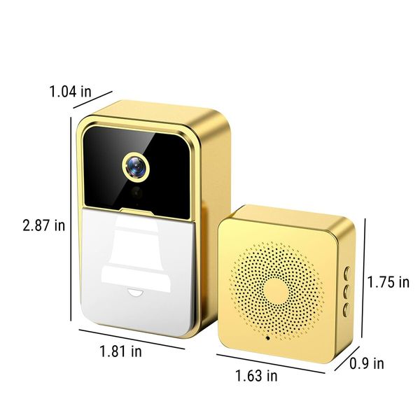 Smart Wireless Remote Video Doorbell Intelligent Visual Doorbell Home Intercom HD Night Vision WiFi Rechargeable Security Door Doorbell Color Gold