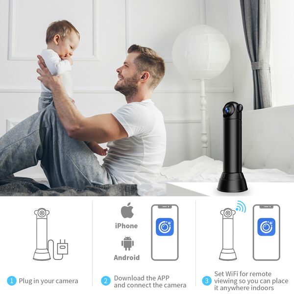 1080P Baby Monitor Small Nanny Cam WiFi Spy Hidden Camera Home Security Camera Indoor  Live Remote View Motion Detection Night Vision