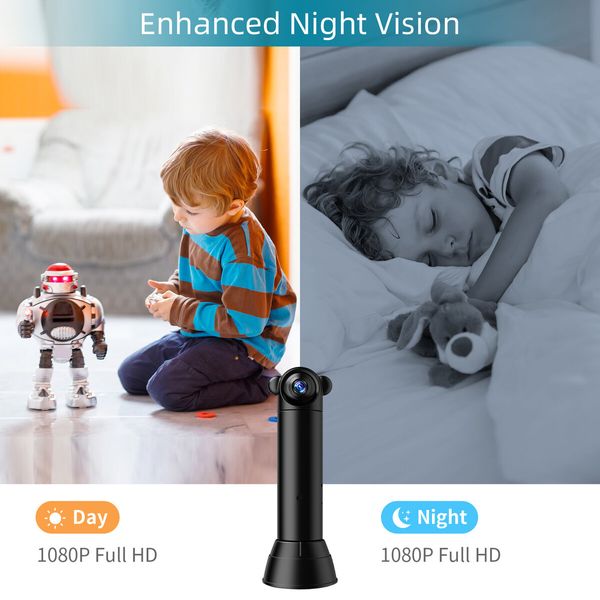 1080P Baby Monitor Small Nanny Cam WiFi Spy Hidden Camera Home Security Camera Indoor  Live Remote View Motion Detection Night Vision