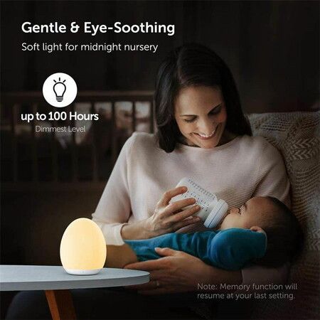 Baby Night Light with 8 Color Changing Mode & Dimming Function, Rechargeable Egg Night Light with Touch Control