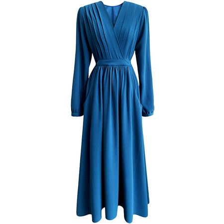 2023 New French-style Long Sleeve Pleated Dress Gentle V-neck Gathered Waist Pleated Dress