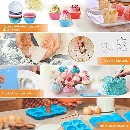 236pcs Baking Accessories with Storage Case Cupcake Cookie Frosting Fondant Bakery Set for Adults Beginners or Professional