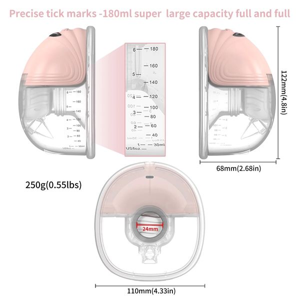 Electric Wearable Breast Pump S21,LED Display 3 Modes 12 Levels Hands Free Low Noise Painless Leakproof All-in-One Portable