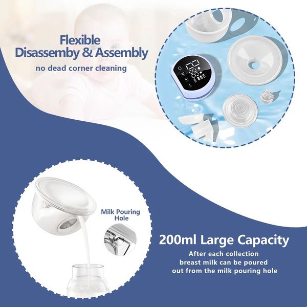 Wearable Breast Pump, Electric Breast Pump, Hands Free & Low Noise Portable Breast Pump with 3 Modes, 9 Levels (1 Pack)