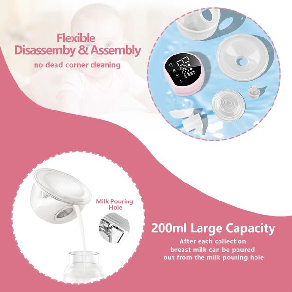 Wearable Breast Pump, Electric Breast Pump, Hands Free & Low Noise Portable Breast Pump with 3 Modes, 9 Levels (1 Pack)