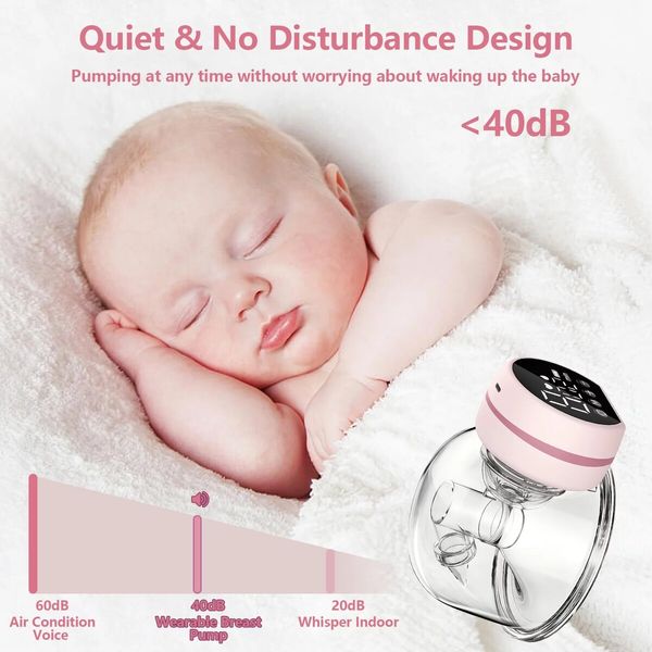 Wearable Breast Pump, Electric Breast Pump, Hands Free & Low Noise Portable Breast Pump with 3 Modes, 9 Levels (1 Pack)