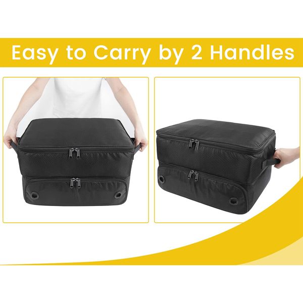 Golf Trunk Organizer 2 Layer Waterproof Car Locker Ventilated Compartment 2 Pair Shoes Durable Storage Balls Tees Clothes Gloves Accessories Gift Black