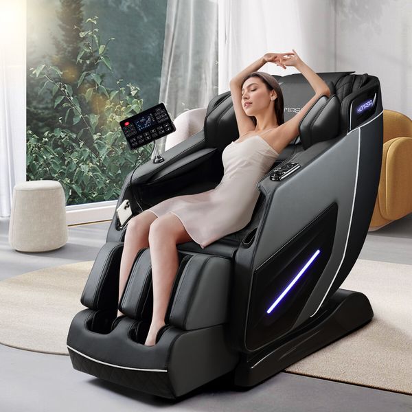 HOMASA 4D Massage Chair Zero Gravity Full Body Shiatsu Electric Recliner Heated Foot Massager Airbag Bluetooth Speaker Grey