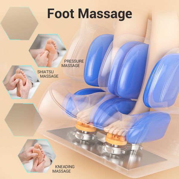 HOMASA 4D Massage Chair Zero Gravity Full Body Shiatsu Electric Recliner Heated Foot Massager Airbag Bluetooth Speaker Grey