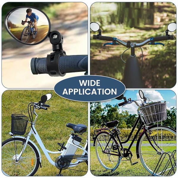 Bike Mirror 360 Degree Adjustable Rotatable Handlebar Mirror Riding Flat Oval Rearview Mirror for Bicycle Road Bike