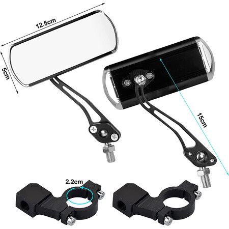 360° Adjustable Rotatable Handlebar Mirrors, Wide Angle Cycling Rear View Mirror, for Mountain Road Bike E-Bike