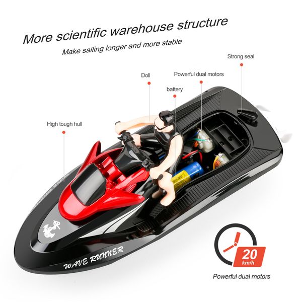 2.4G Rc Boat Motorcycle Speedboat 20 Km/H  Radio Remote Control High Speed Ship Water Game Gift For Kids Color Red