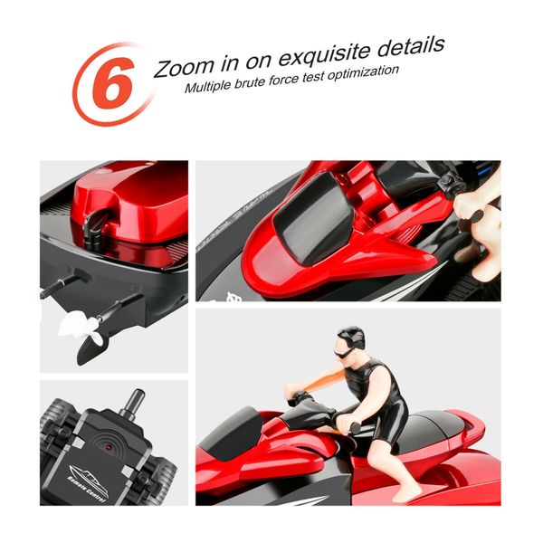 2.4G Rc Boat Motorcycle Speedboat 20 Km/H  Radio Remote Control High Speed Ship Water Game Gift For Kids Color Red