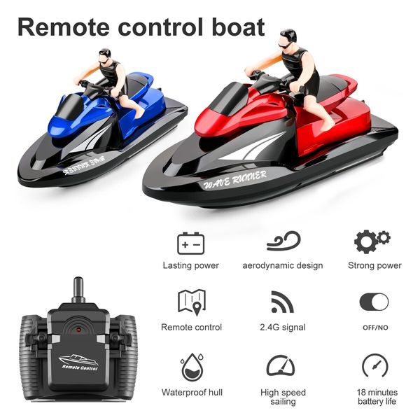 2.4G Rc Boat Motorcycle Speedboat 20 Km/H  Radio Remote Control High Speed Ship Water Game Gift For Kids Color Blue