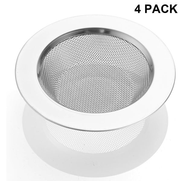 Kitchen Sink Strainer Stainless Steel, Kitchen Sink Drain Strainer, Sink Strainers with Large Wide Rim 4.5" Diameter for Kitchen Sinks (4 PCS)