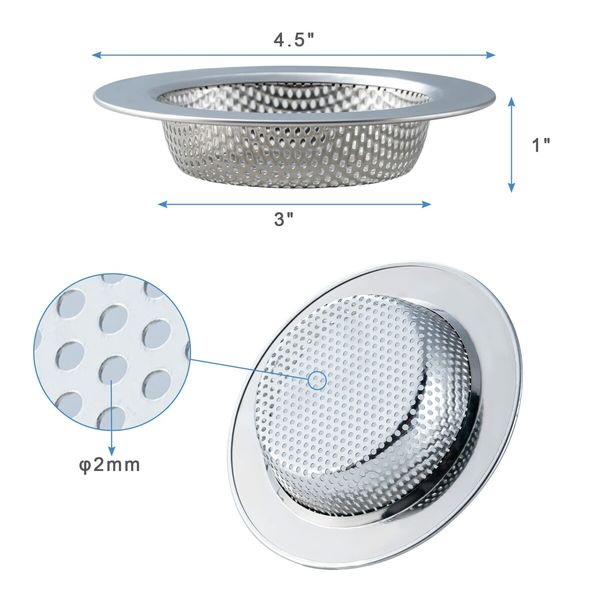 Sink Strainer for Most Kitchen Sink Drain Basket,Upgraded Double-Layer Safe Design Kitchen Sink Strainer (2 PCS,4.5 Inch)