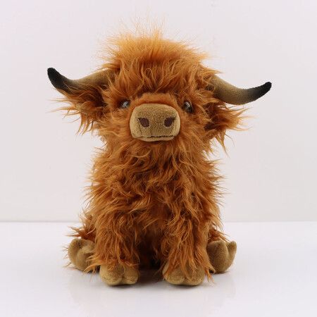 Brown Highland Cow, Realistic Soft Cuddly Farm Toy, Naturli Eco-Friendly Plush, 25CM