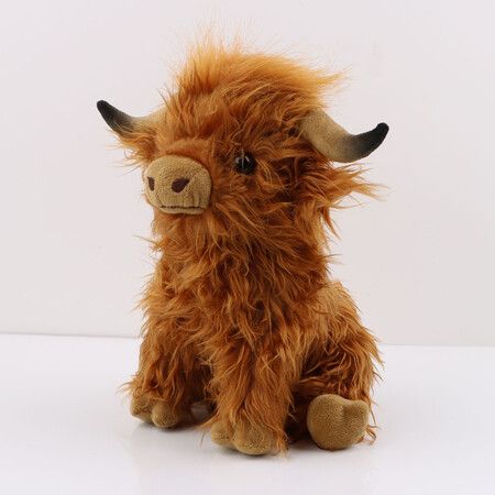 Brown Highland Cow, Realistic Soft Cuddly Farm Toy, Naturli Eco-Friendly Plush, 25CM