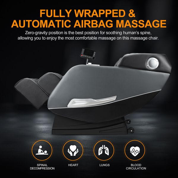 HOMASA Massage Chair Full Body Zero Gravity Shiatsu Kneading Airbags Heated Vibration Massager Recliner Bluetooth Speaker