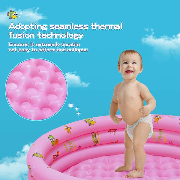 Garden Round Inflatable Baby Swimming Pool,Portable Inflatable Child/Children Little Pump Pool,Kiddie Paddling Pool Indoor&Outdoor Toddler Water Game Play Center for Kids/Girl/Boy (Pink)