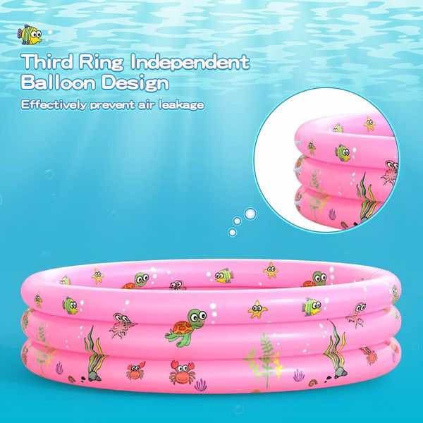 Garden Round Inflatable Baby Swimming Pool,Portable Inflatable Child/Children Little Pump Pool,Kiddie Paddling Pool Indoor&Outdoor Toddler Water Game Play Center for Kids/Girl/Boy (Pink)