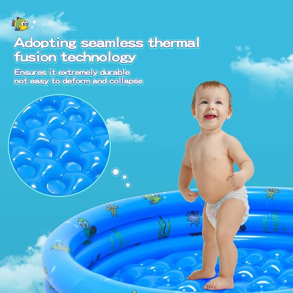 Garden Round Inflatable Baby Swimming Pool,Portable Inflatable Child/Children Little Pump Pool,Kiddie Paddling Pool Indoor&Outdoor Toddler Water Game Play Center for Kids/Girl/Boy (Blue)