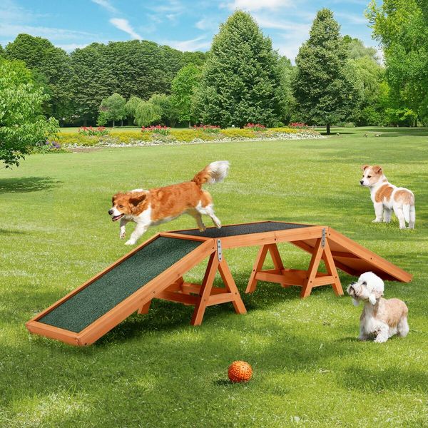 Dog Agility Ramp Toy Pet Obedience Training Equipment Obstacle Course Outdoor Play Walk Exercise Sports Wooden Arch Bridge