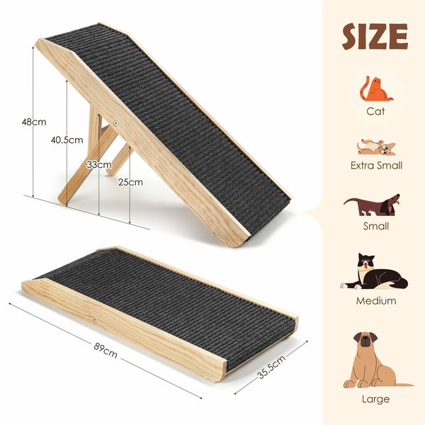 Pet Dog Ramp Stairs Steps Puppy Cat Ladder Folding Adjustable for Bed Car Couch Sofa Portable 4 Levels Height Pine Wood