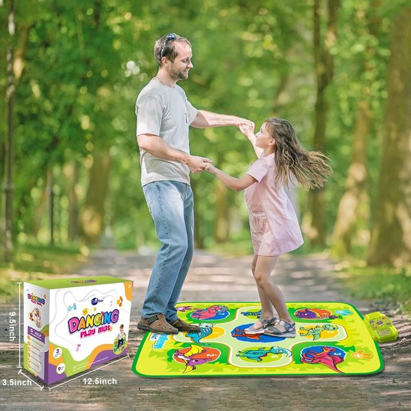 Dance Mat Toys For Girls Boys, Dinosaur Dance Pad with Led Lights 5 Game Modes Adjustable Volume Kids Dance Toys, Christmas Birthday Gifts for Girls Boys