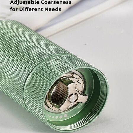 Portable Hand Crank Coffee Grinder Adjustable Coarseness With Stainless Steel Conical Burr Mill 5 Axis CNC Burrs-Green