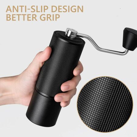 Hand Coffee Grinder with Adjustable Grind Setting Stainless Steel S2C Conical Burr Coffee Grinder for Espresso- Black