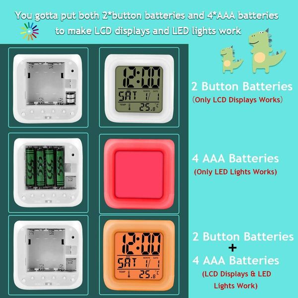 Unicorn Digital Alarm Clocks for Girls, LED Night Glowing Cube LCD Clock with Light (Rainbow)