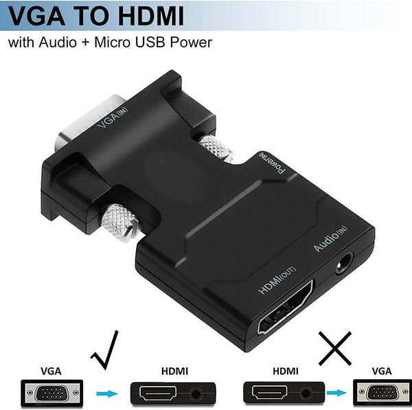 VGA to HDMI Adapter, VGA to HDMI Video Converter Adapter VGA Male to Female HDMI