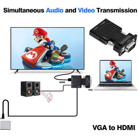 VGA to HDMI Adapter, VGA to HDMI Video Converter Adapter VGA Male to Female HDMI