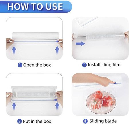 Refillable Plastic Wrap Dispenser with Slide Cutter, cling wrap with slide cutter for 250ft Tin Aluminum Foil Dispenser